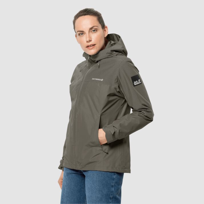 Chamarra Jack Wolfskin Dna Rhapsody 3in1 Mujer Verdes Oscuro Mexico-8591347